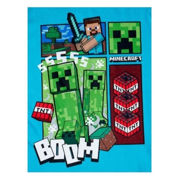 Minecraft Boys Creeper 2-Piece Pajama Set Long Sleeve Shirt Pants Size Large 10/ - Picture 4 of 6